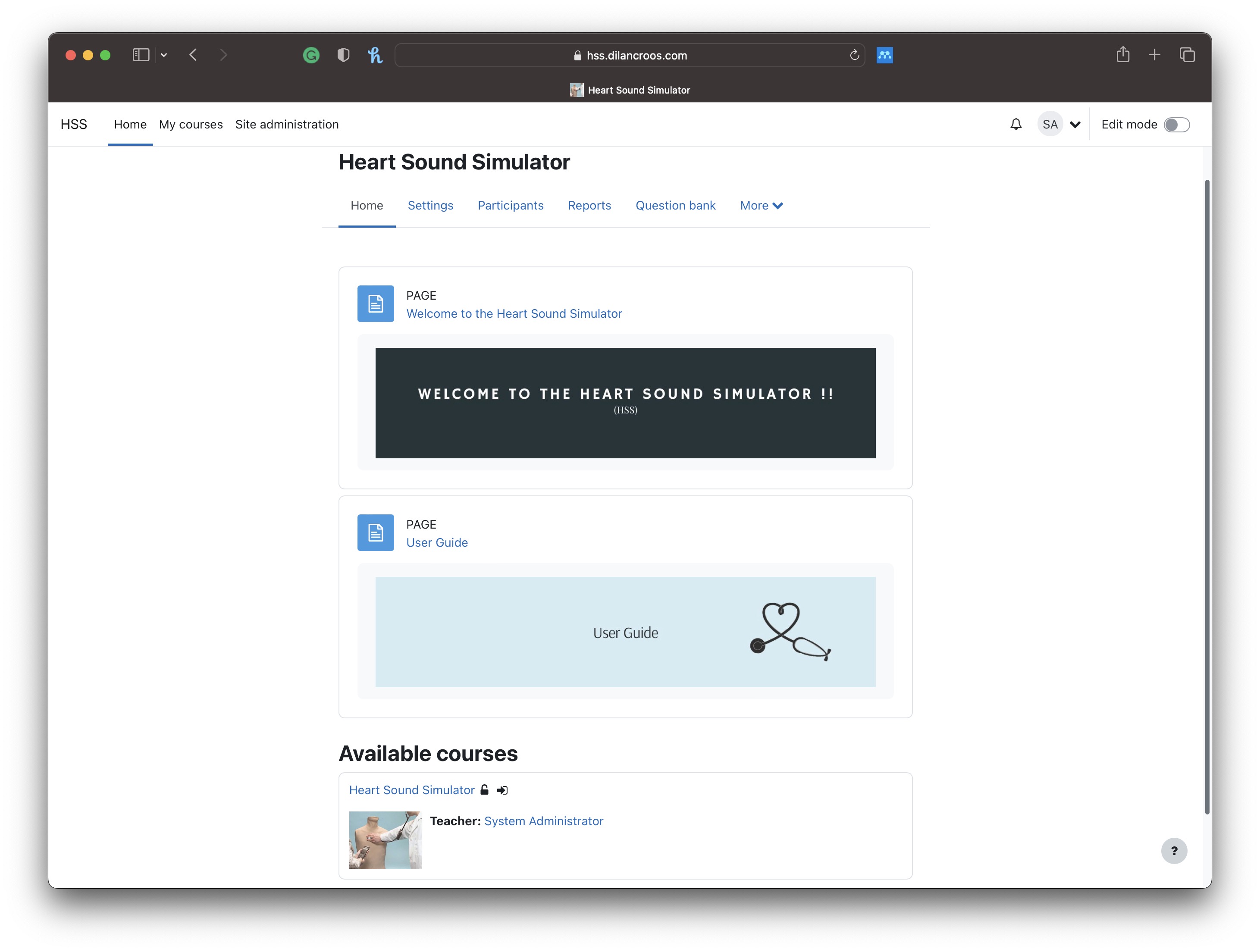 Heart Sound Simulator desktop screen one
