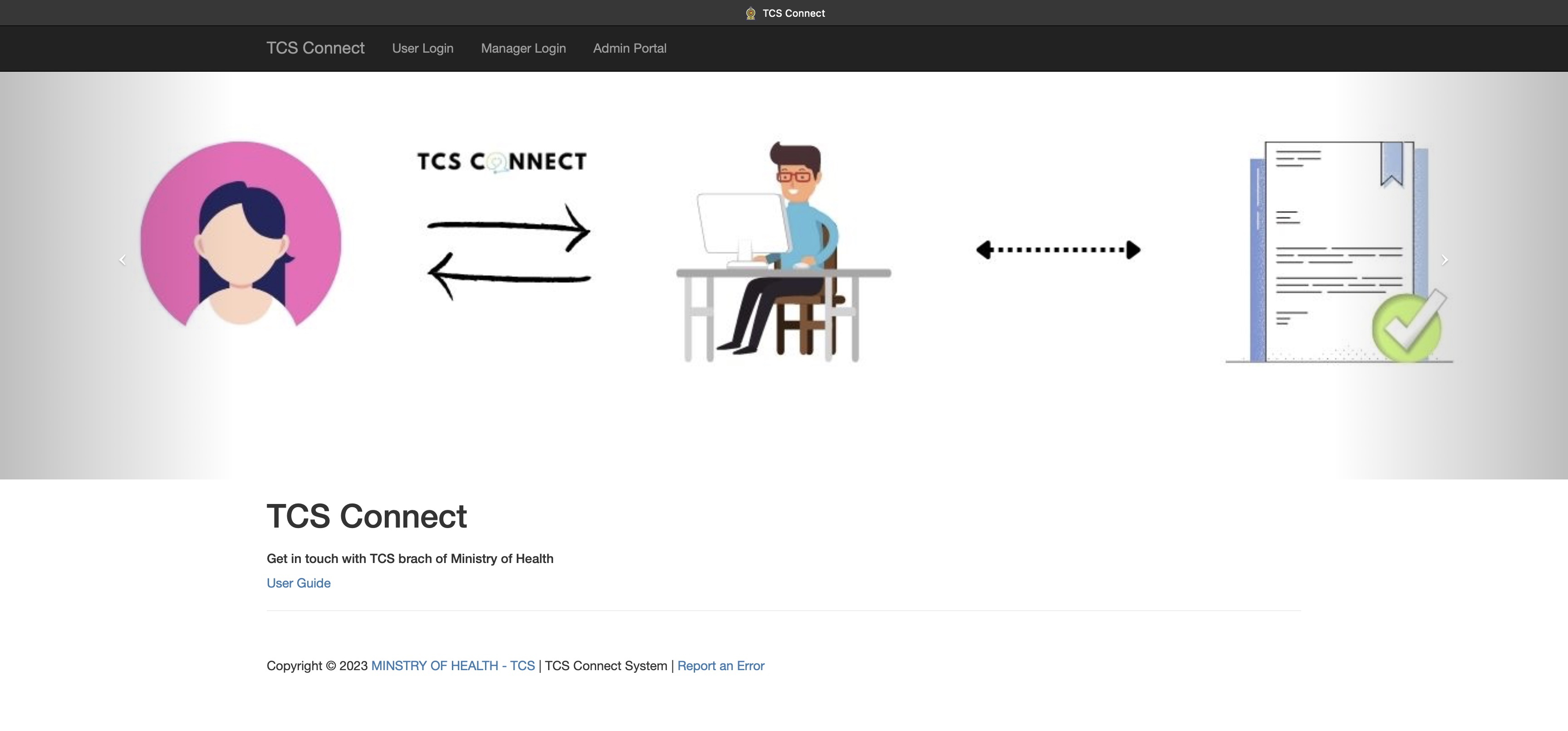 TCS Connect V2 dashboard